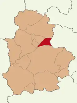 Map showing Laçin District in Çorum Province