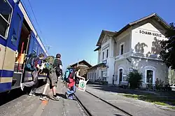 Platform side. In background, the goods depot