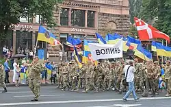 Volyn Oblast veterans of the War in Donbass during the 2020 procession