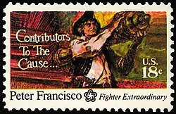 Peter Francisco participated at the Battle of Camden where he physically seized a 1,000-pound cannon while departing the battlefield after the Americans were defeated by the British