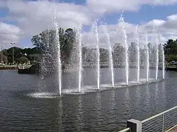 Fountain at the lake of Neytha Ramos Park