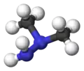 Ball and stick model of unsymmetrical dimethylhydrazine