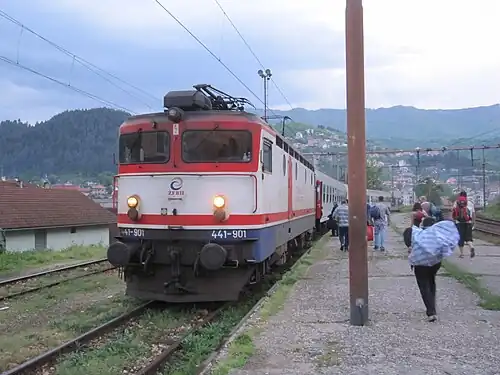 Train arriving in Konjic station (2011).