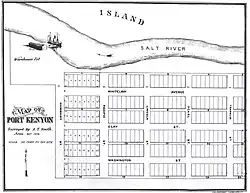 1876 hypothetical plat map showing relative wharf location