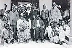 Mohammed Shitta Bey at the opening of Shitta-Bey Mosque (dressed in white, standing left of centre at the back)