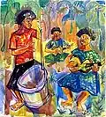Fijian String Band by Peter Graham 1956 W/C and ink on paper 43 x 39 cm