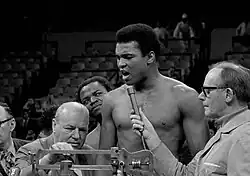 Ali at the weigh-in for the match