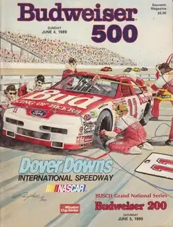 The 1989 Budweiser 500 program cover, featuring Terry Labonte.