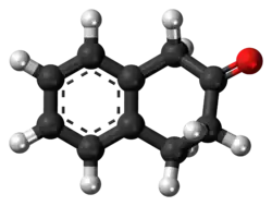 Ball-and-stick model of the 2-tetralone molecule