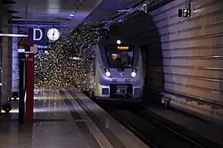 First train at the Leipzig City Tunnel on 14 December 2013