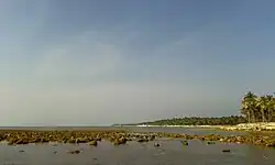 Kiltan island seen from southern extreme point of reef also here is a small channel named Mooni
