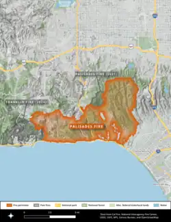 The extent of the Palisades Fire