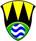 High Peak Borough Council (England): Sable; three piles or; on a base enarched vert, fimbriated or, a fountain.