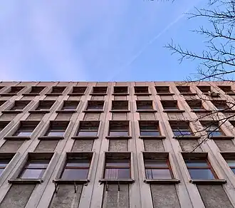 Dorobanți/Mihai Eminescu wing of the Bucharest Academy of Economic Studies (Bulevardul Dacia no. 41), Bucharest, by Cleopatra Alifanti et al., 1967-1970[125]