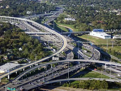 I-45 and I-10/US 90 next to Downtown Houston