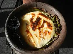 Bibingka, made from baked galapong with coconut milk