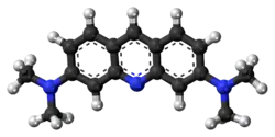 Ball-and-stick model of the acridine orange freebase molecule