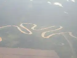 Aerial view of Kapuas river