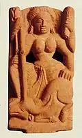 Terracotta plaque of Hindu goddess Mahishasuramardini found on the site