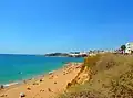 Looking to the west along the beach from the cliff top.