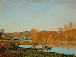 Banks of the Seine near Bougival; by Alfred Sisley; 1873; oil on canvas; 46.2 x 62.1 cm; Montreal Museum of Fine Arts (Montreal, Canada)[223]
