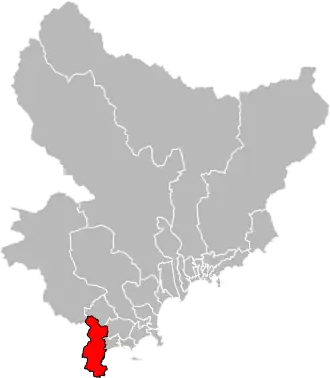 Situation of the canton of Mandelieu-la-Napoule in the department of Alpes-Maritimes