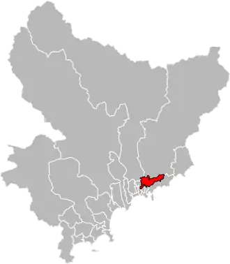 Situation of the canton of Nice-7 in the department of Alpes-Maritimes