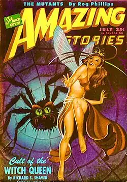 Shaver Mystery stories continued to dominate Amazings covers in 1946