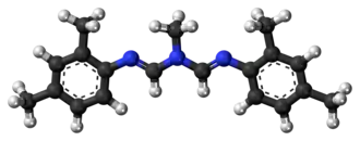 Ball-and-stick model of the amitraz molecule