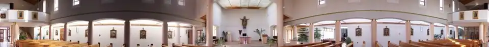 Panorama of the interior of the Church of the Lord and Saviour Jesus Christ, King of the Universe, that replaced the demolished St Andrew's Church