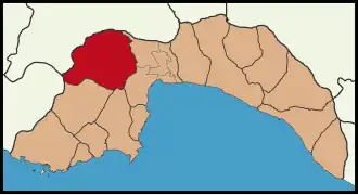 Map showing Korkuteli District in Antalya Province