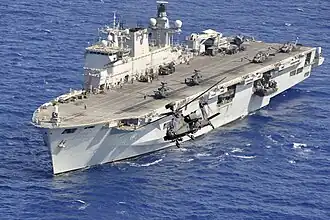 Apache helicopter takes off from HMS Ocean during Operation Ellamy