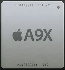 The Apple A9X which has the on-die M9 coprocessor