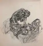 Ink drawing "Hunger" created in 1993