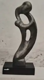 Wooden sculpture "Training" created in 1969