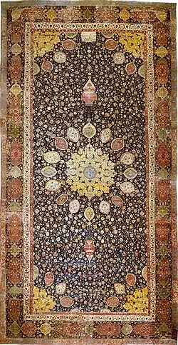 Ardabil Carpet; 1539–1540; wool pile on silk; length: 10.51 m; Victoria and Albert Museum (London)[64]