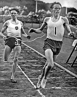 Image 34Arne Andersson (left) and Gunder Hägg (right) broke a number of middle-distance world records in the 1940s. (from Track and field)
