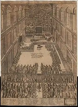 The chapel in use in 1582; note the cloth over the altar