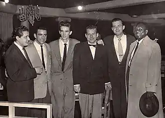 From left: Chris Gage, Louis Bellson, Stan "Cuddles" Johnson, Tony Gage, Fraser MacPherson, Harry Carney (Photo from the Fraser MacPherson estate)