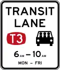 (R7-7-5) T3 Transit Lane Restriction (3 people or more (1 driver, 2 passengers))