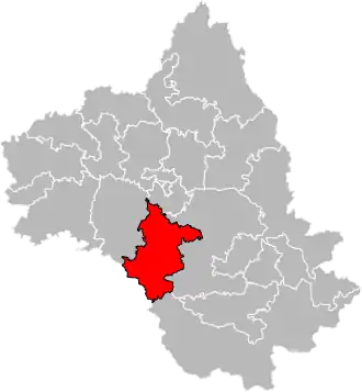 Situation of the canton of Monts du Réquistanais in the department of Aveyron