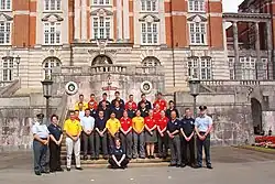 International air cadets from the International Air Cadet Exchange on the main steps.