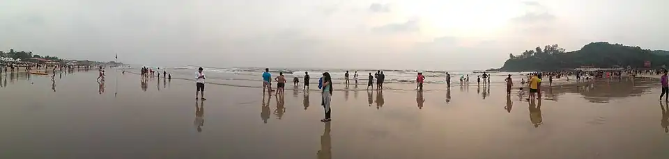 A panoramic view of Baga Beach in 2018