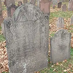 Schist tombstones carved (left to right) by Gershom Bartlett and Aaron Haskins.