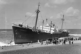 Cargo ship Limbourg stuck on the Dutch coast in 1955