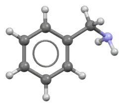 Space-filling model of the benzylamine molecule