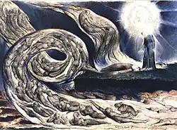 A watercolour depiction of the second circle's storm of souls