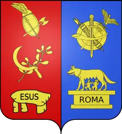 The coat of arms of the Commune of Caudebec-lès-Elbeuf, Normandy, France[23]