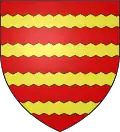Gules, four bars indented Or, Arms of the Dujac family (Bayonne)