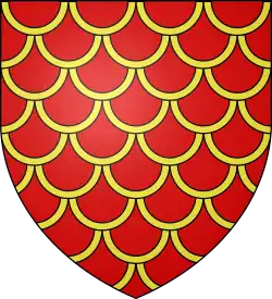 Gules, papelonné or